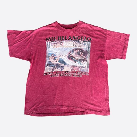 Vintage Red Michaelangelo Graphic T-Shirt - Picture 1 of 3